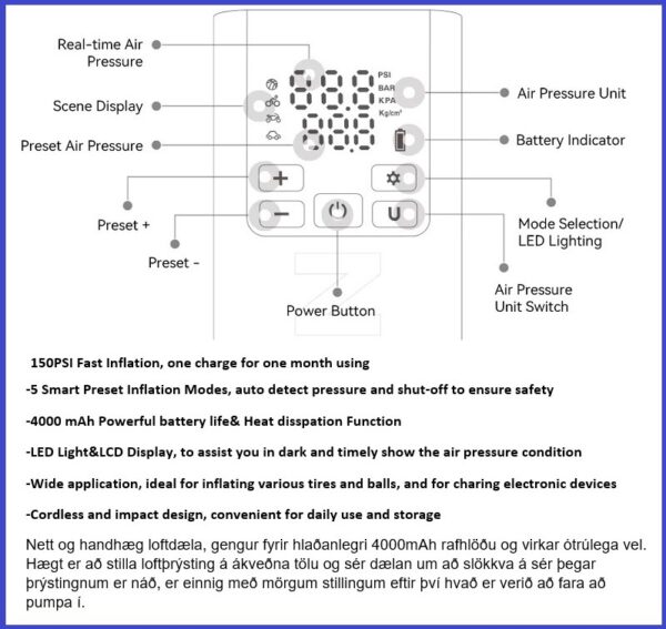 Loftdæla P4 þráðlaus, 4000mAh