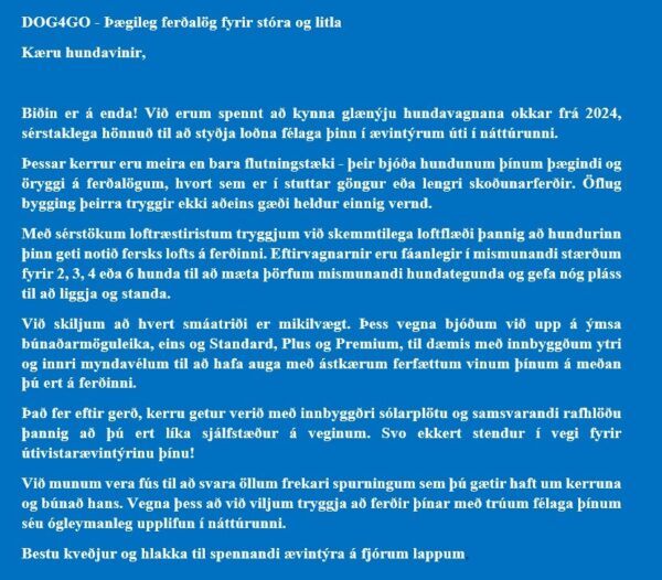 Hundavagnar Senda fyrirspurn